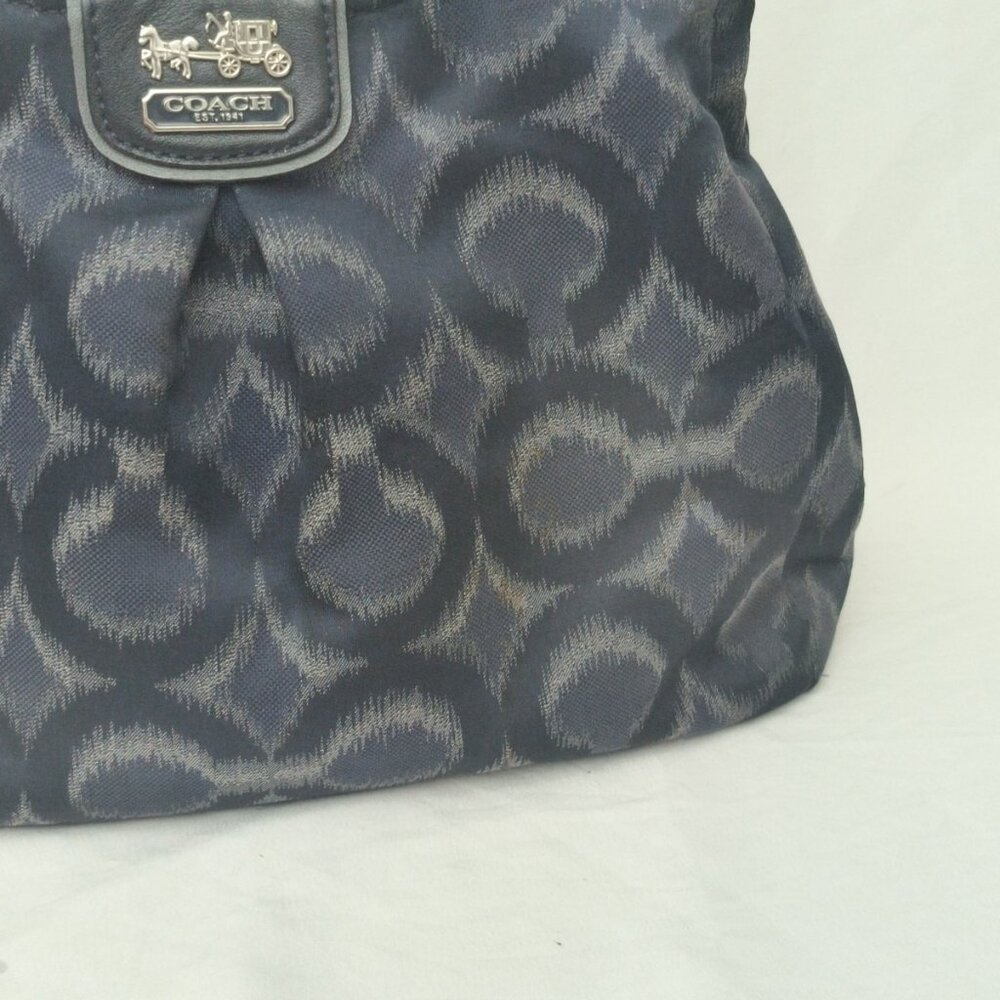 COACH Madison Ikat Maggie Op Women's NAVY Blue Carryall Shoulder Bag Purse 21295 - Picture 4 of 16